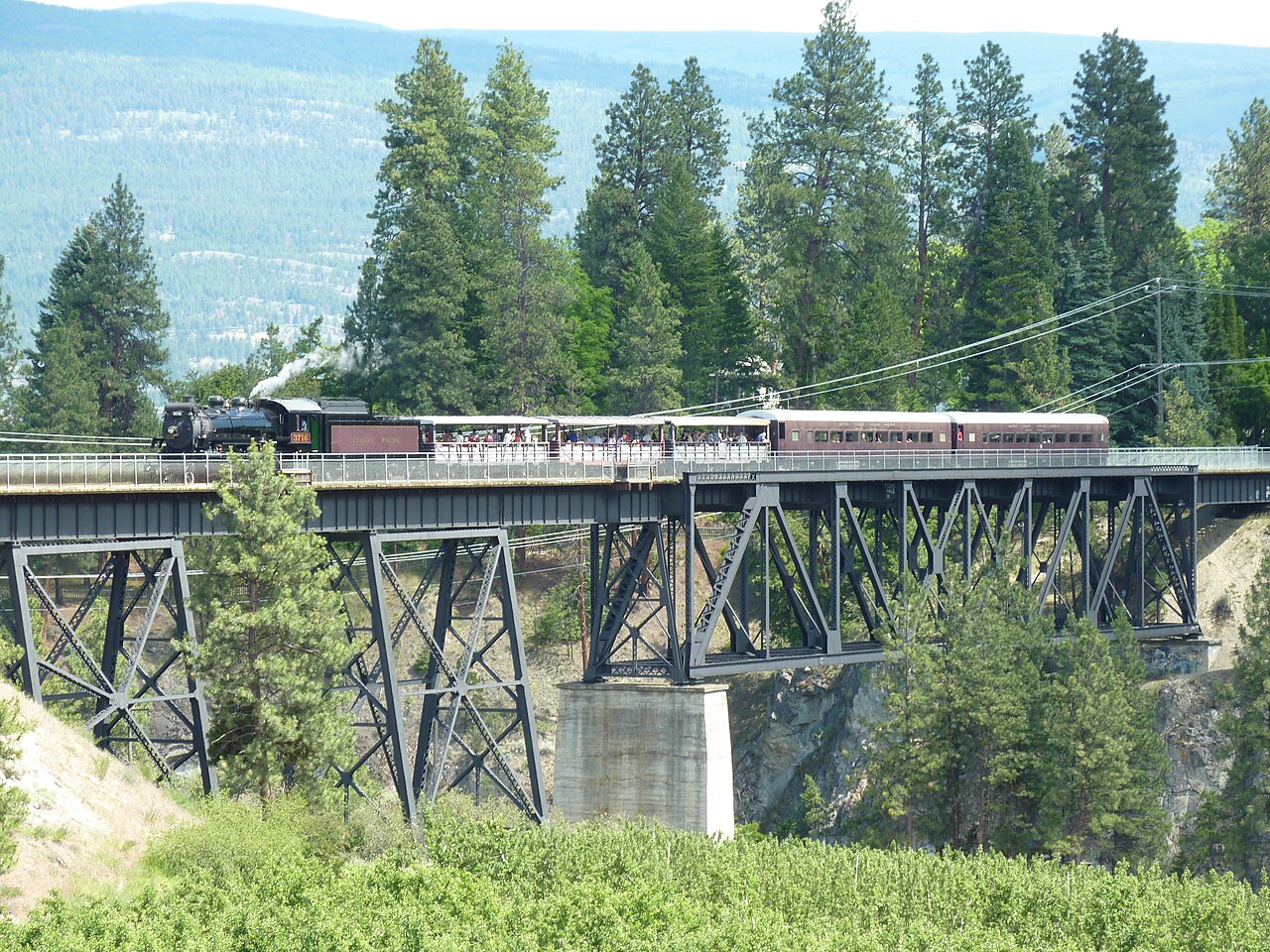 Kettle Valley steam train at Trout Creek Bridge in Summerland in June 2011.